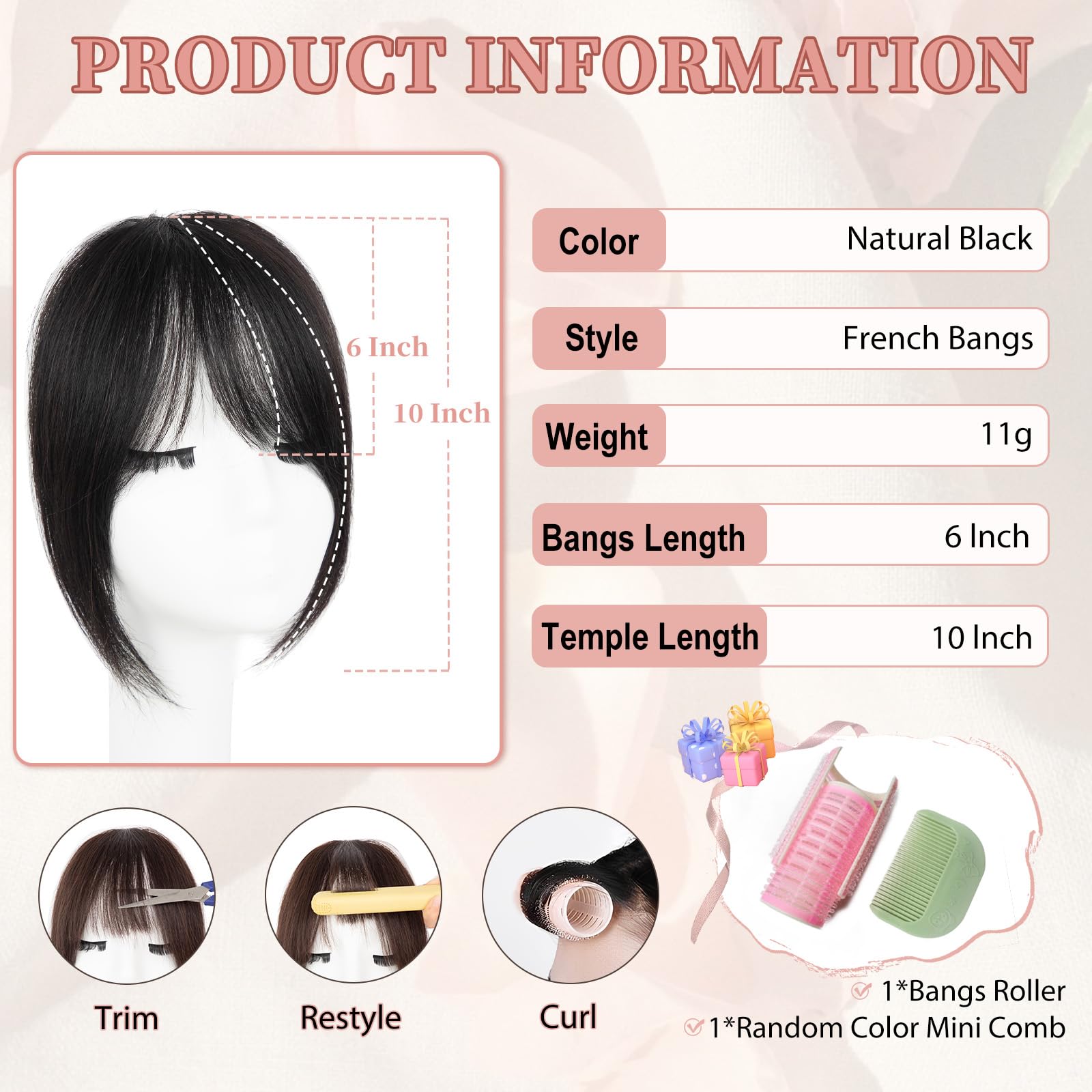 EINAEY Clip-In Bangs temples detail highlights contour-friendly sides for face framing.