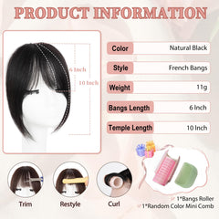 EINAEY Clip-In Bangs temples detail highlights contour-friendly sides for face framing.
