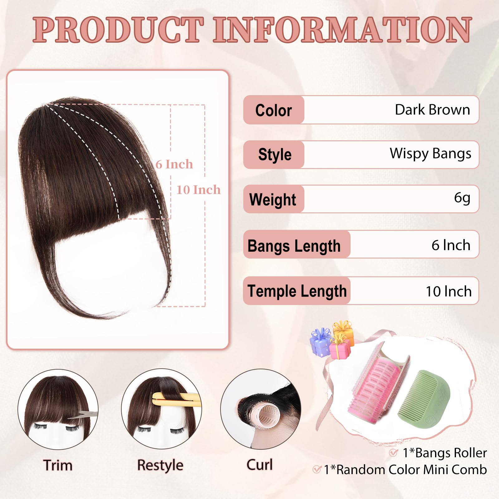 EINAEY wispy fringe on forehead for soft everyday volume
