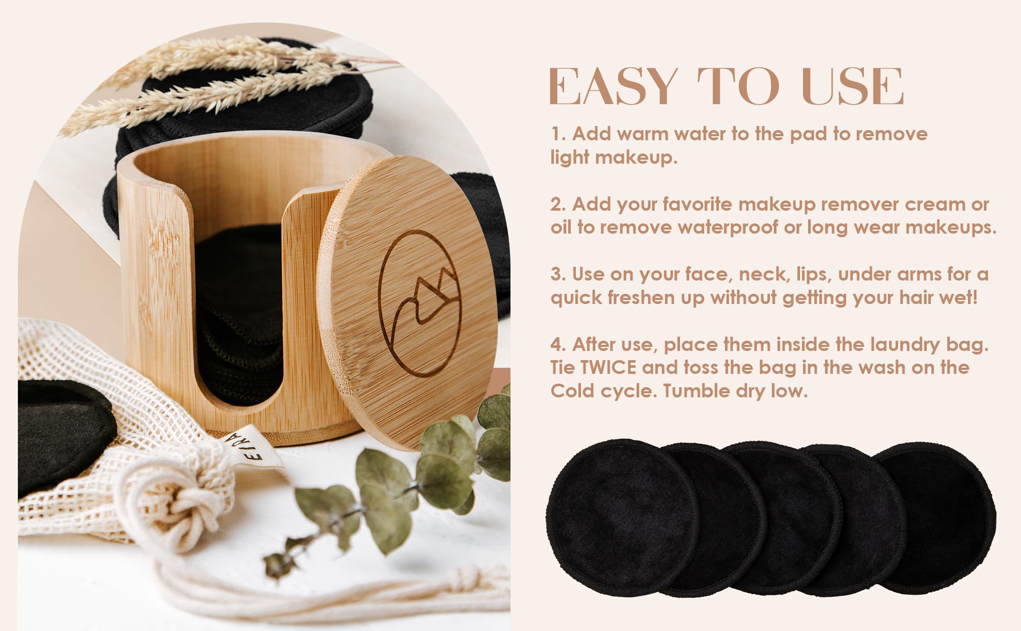 Eira Vancouver pads in use for makeup removal offering gentle, precise coverage.