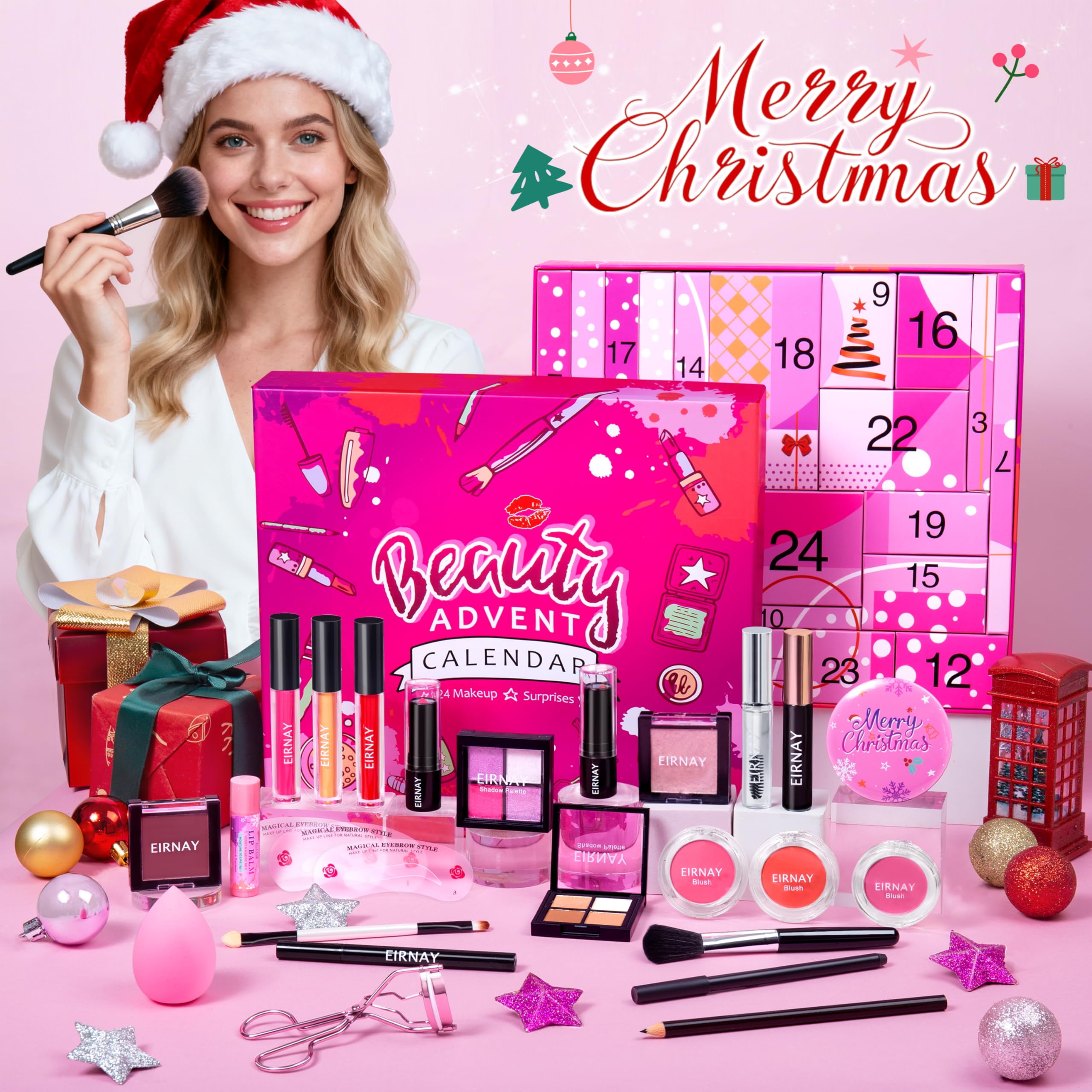 EIRNAY advent calendar unboxing joy displays colorful makeup treats for celebrations