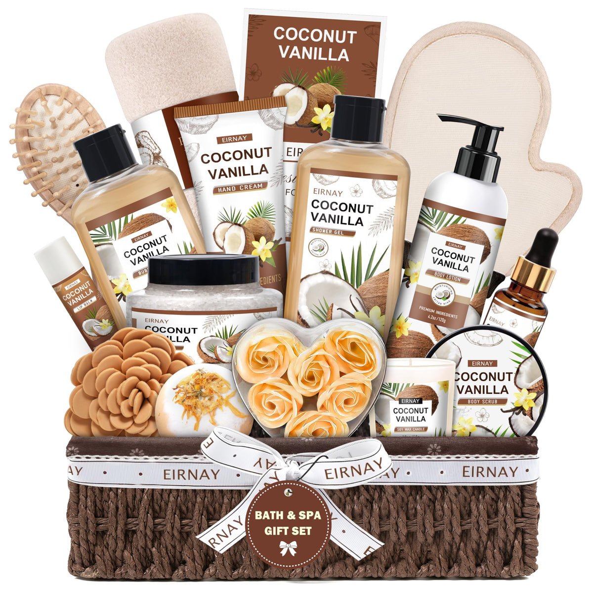 EIRNAY spa gift basket coconut vanilla for a relaxing at-home retreat