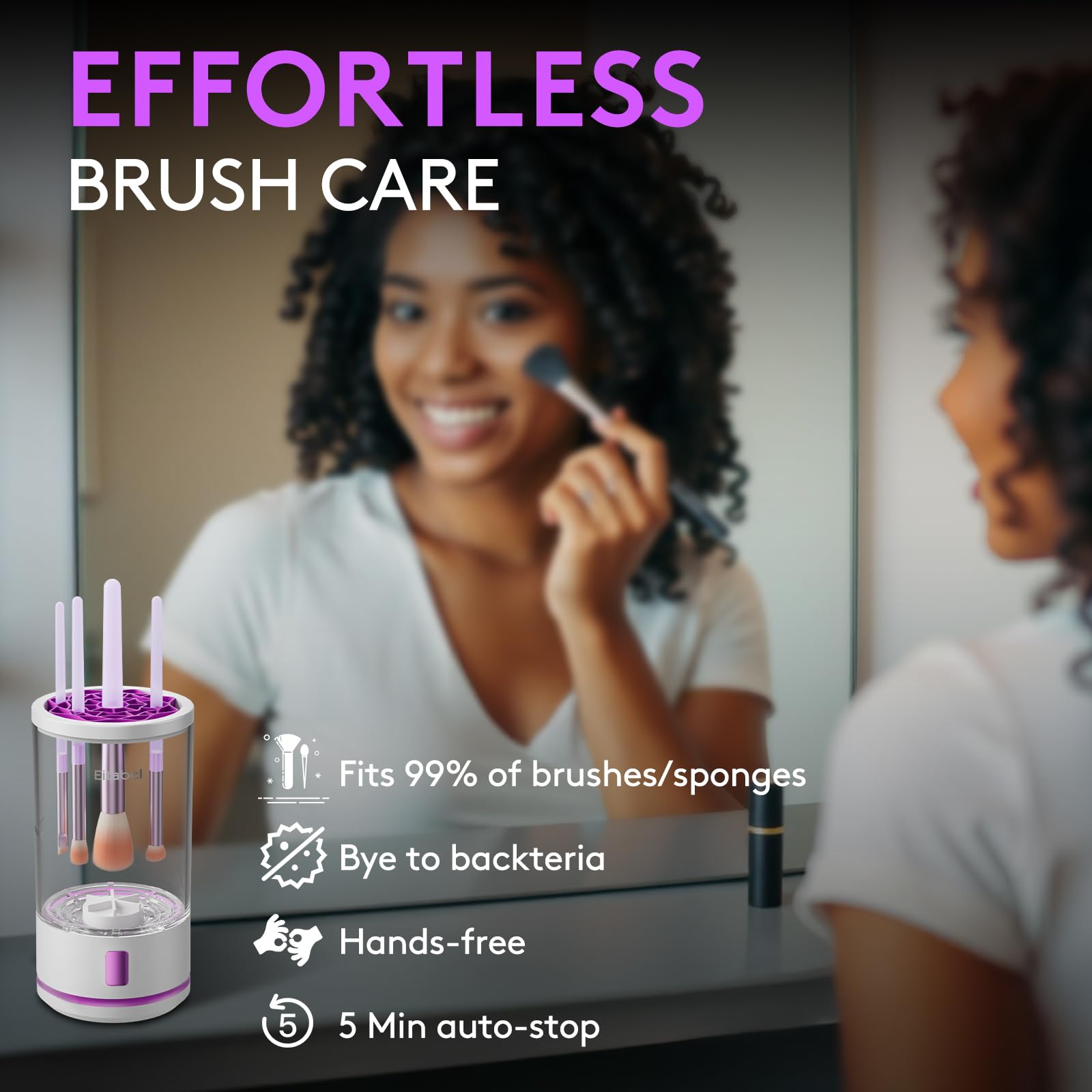 EITABEL makeup brush cleaner machine compact vanity design keeps brushes clean daily.