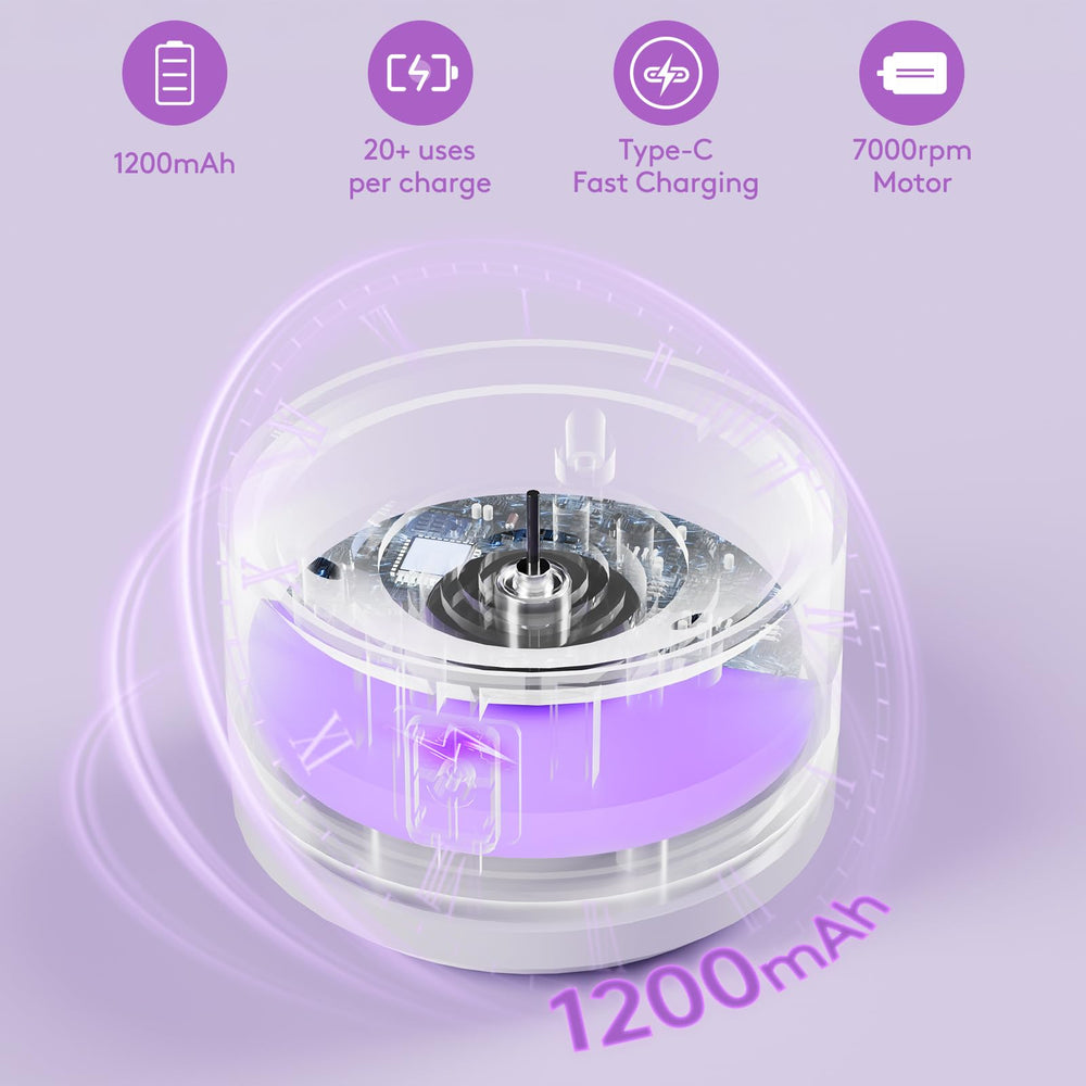 EITABEL makeup brush cleaner machine rechargeable battery enables cordless travel cleaning.