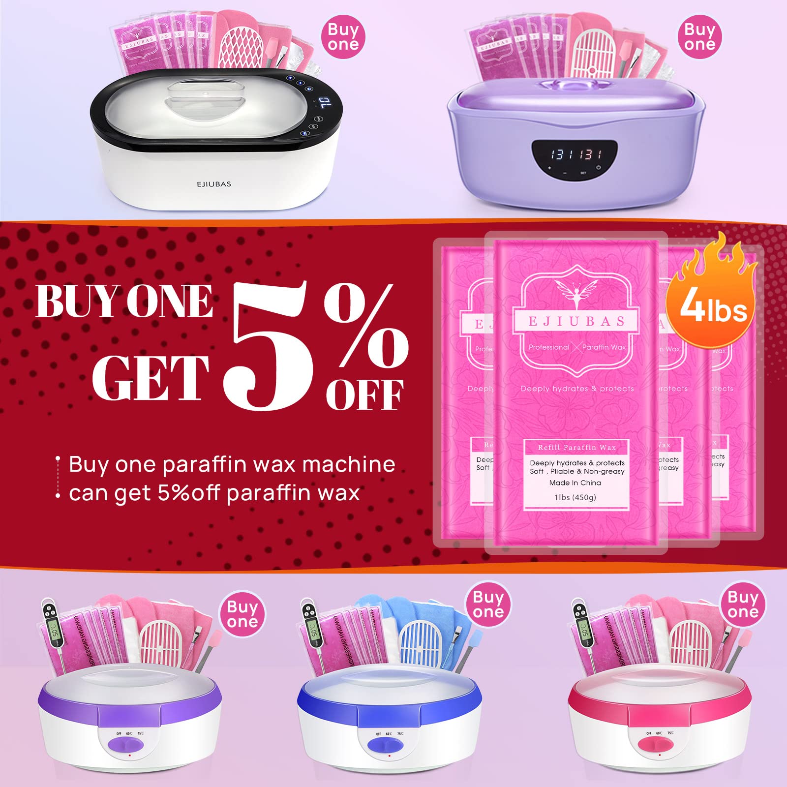 Ejiubas paraffin wax kit features included items for at-home spa