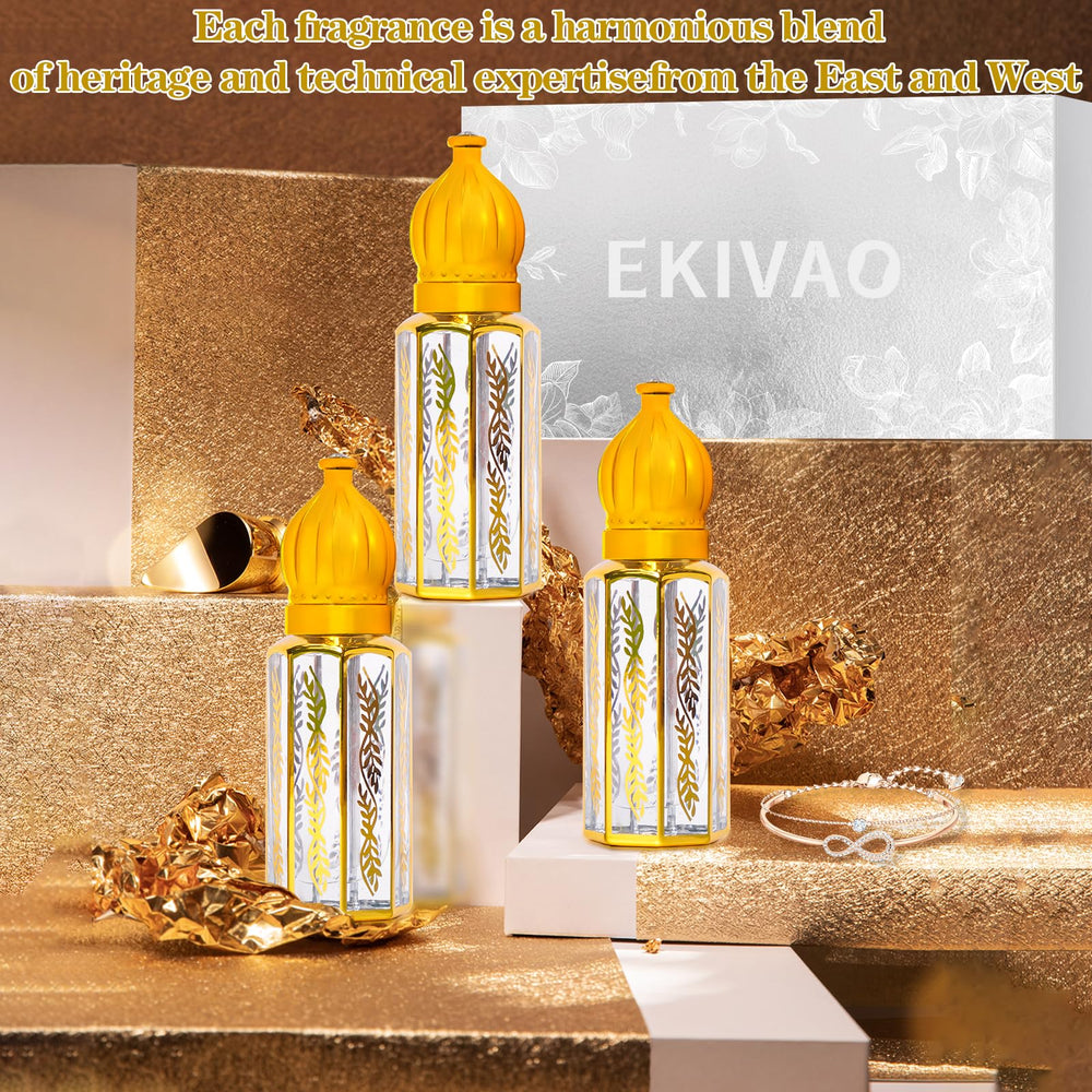 EKIVAO Arabian perfume bottle front, premium scent with warm woody base.