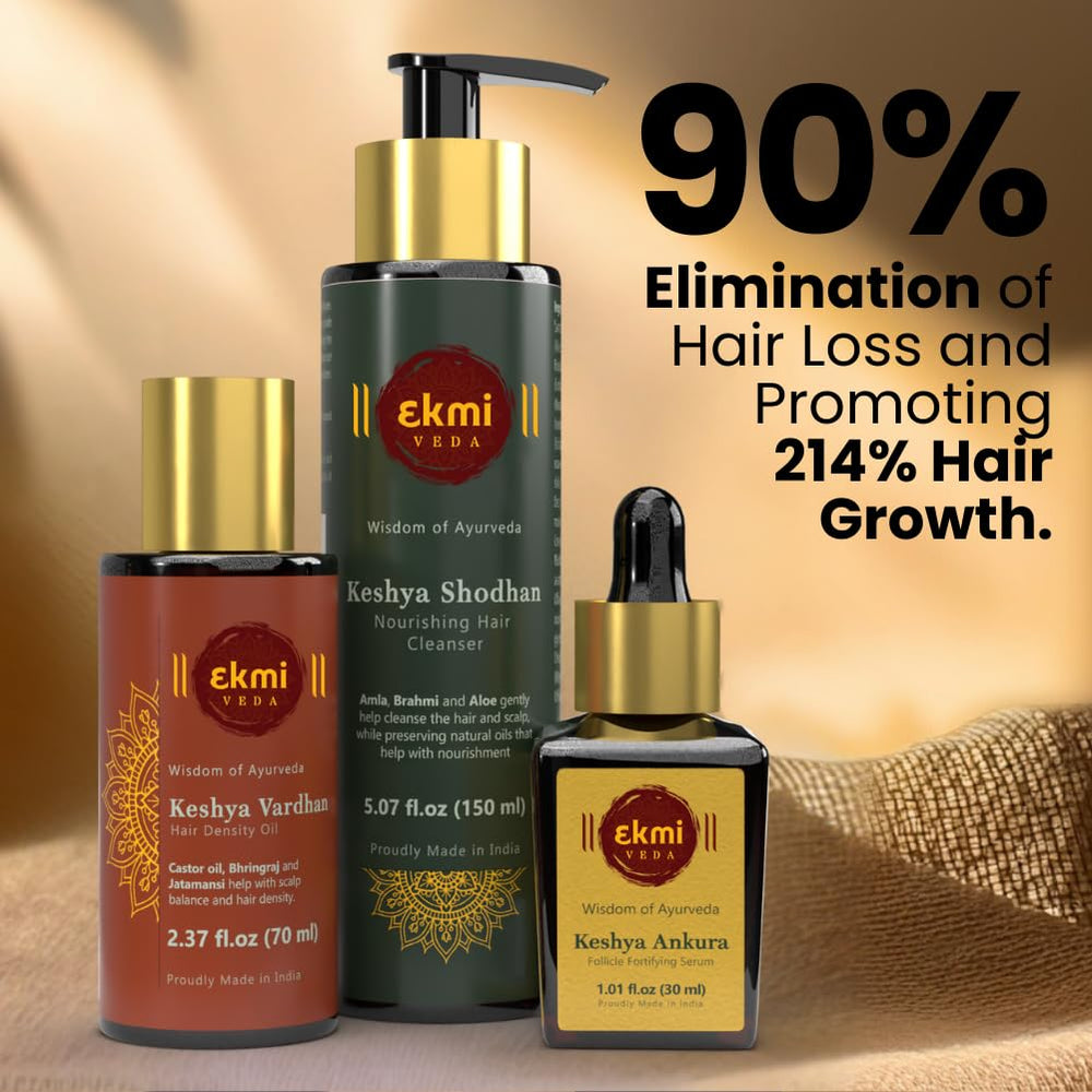 ekmiveda hair growth serum droplets applied directly to the scalp for targeted nourishment