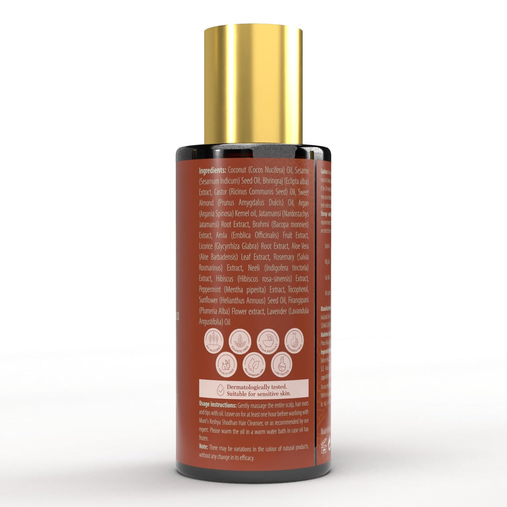 EKMIVEDA ingredients hero shot listing Brahmi Jatamansi for scalp health.