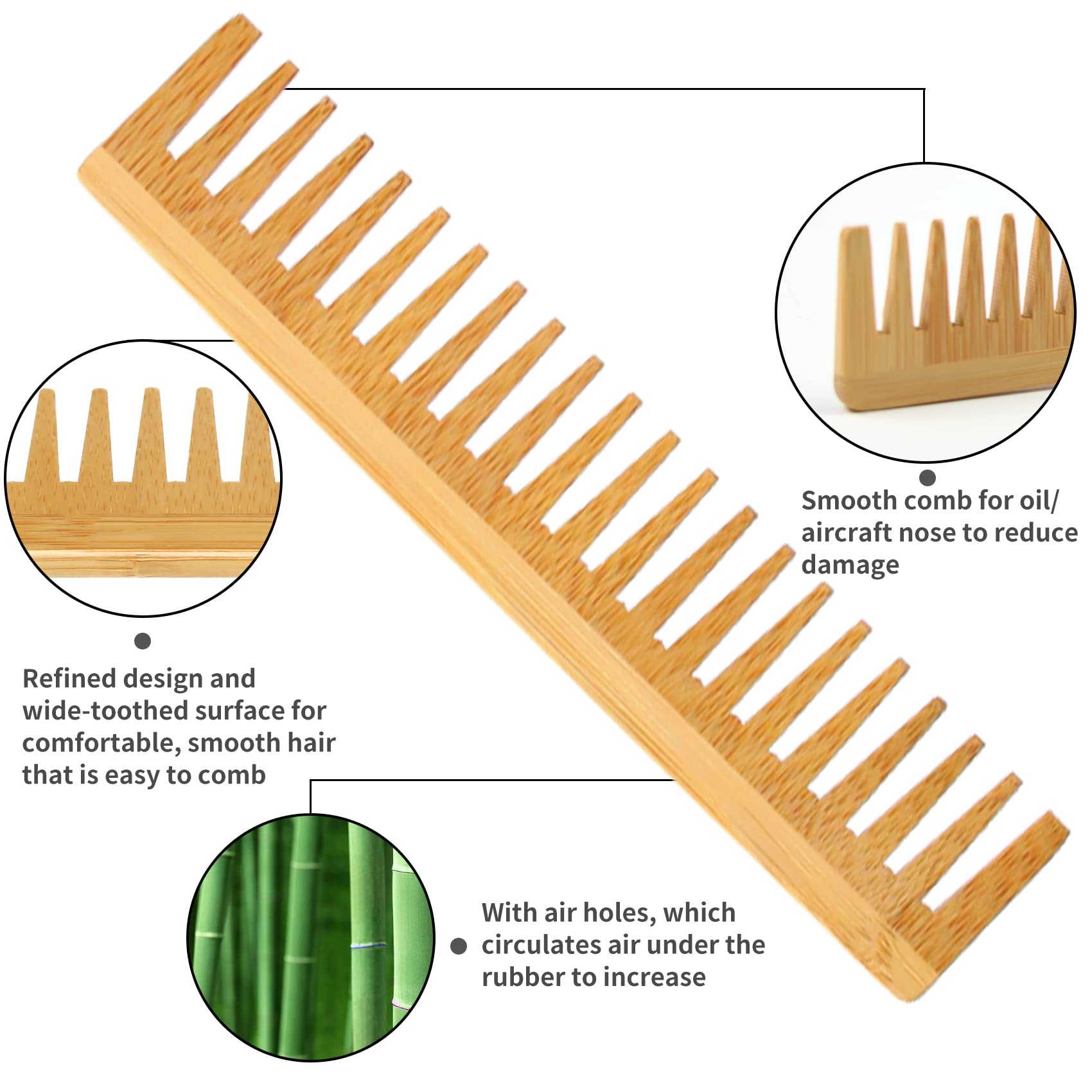 EKONAER wide-tooth comb smooths wet or dry hair, reduces pulling