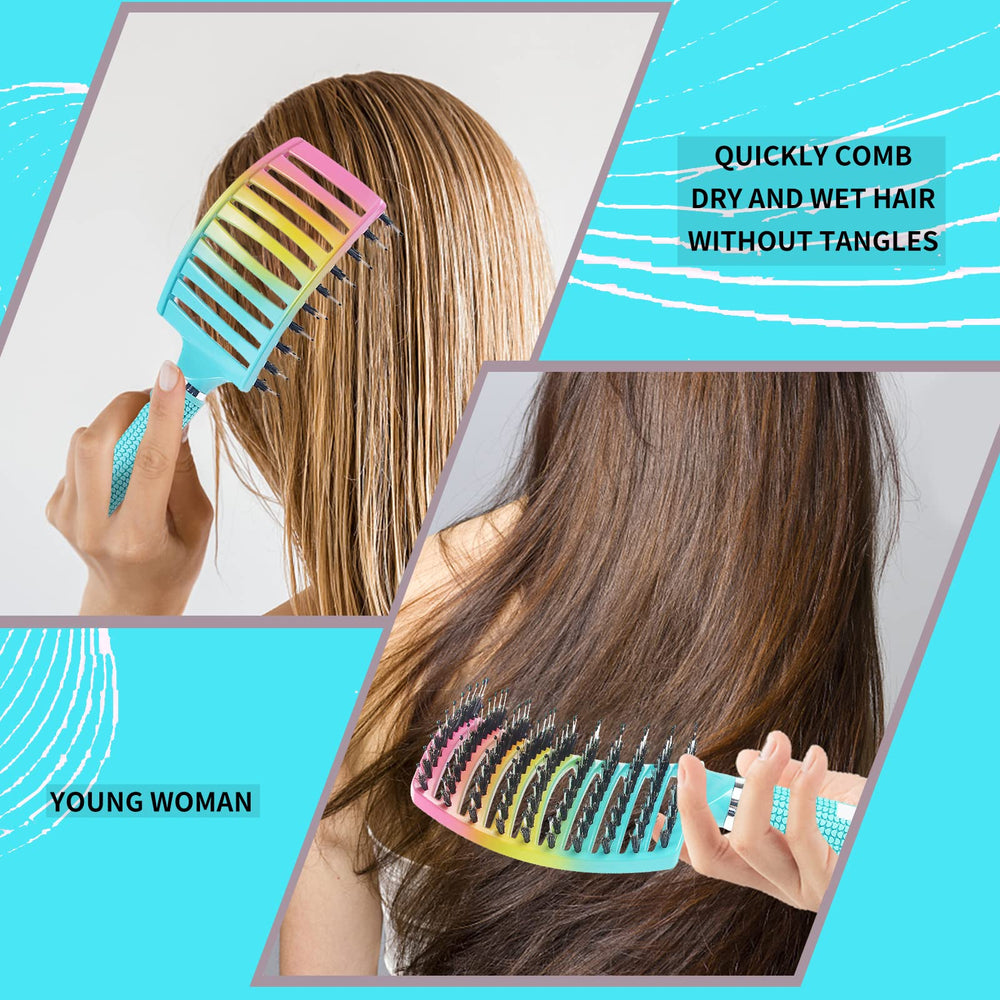EKONAER curved head hair brush hugs the scalp for even contact and smoothing.