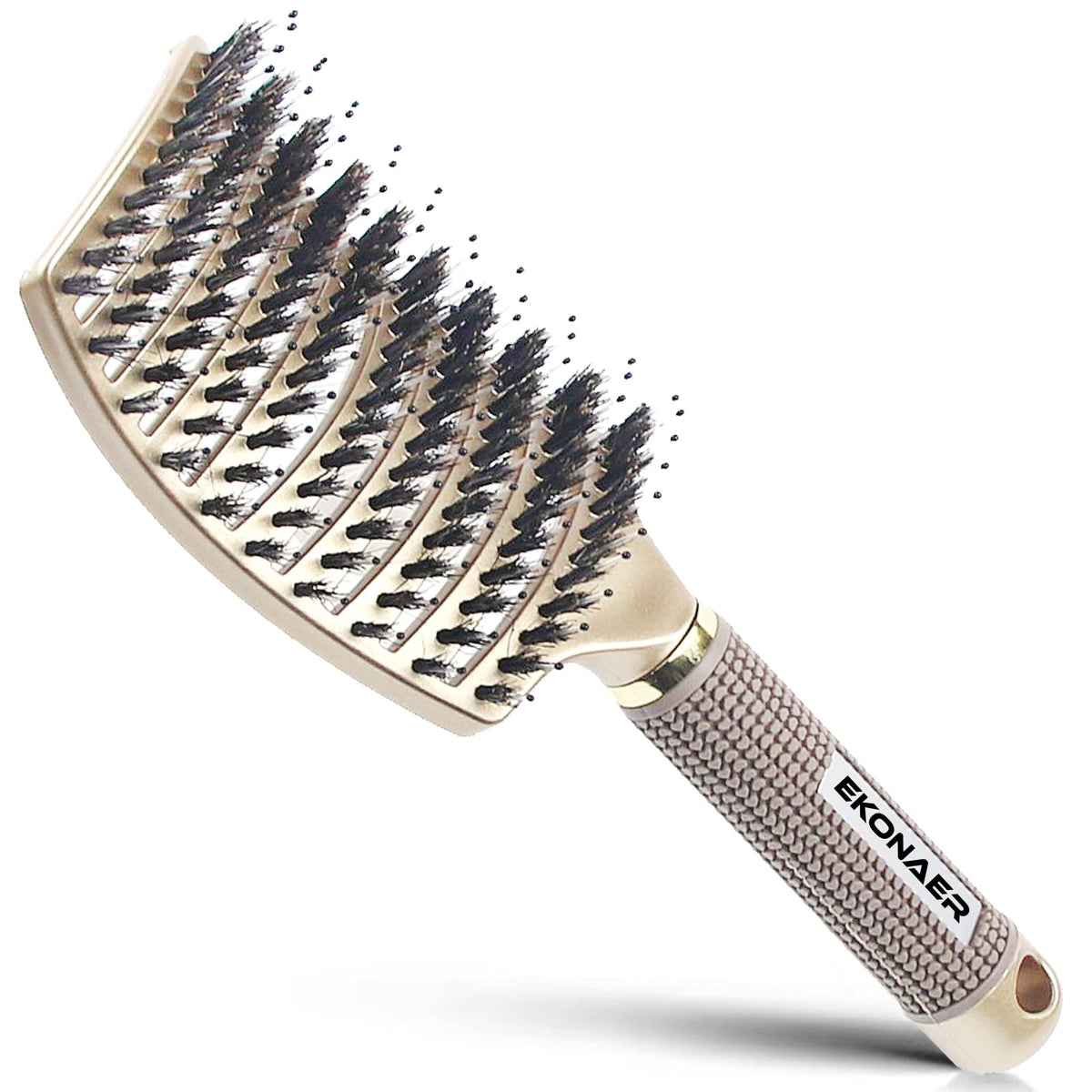 EKONAER detangling brush boar bristle closeup promotes natural scalp oils for shiny hair