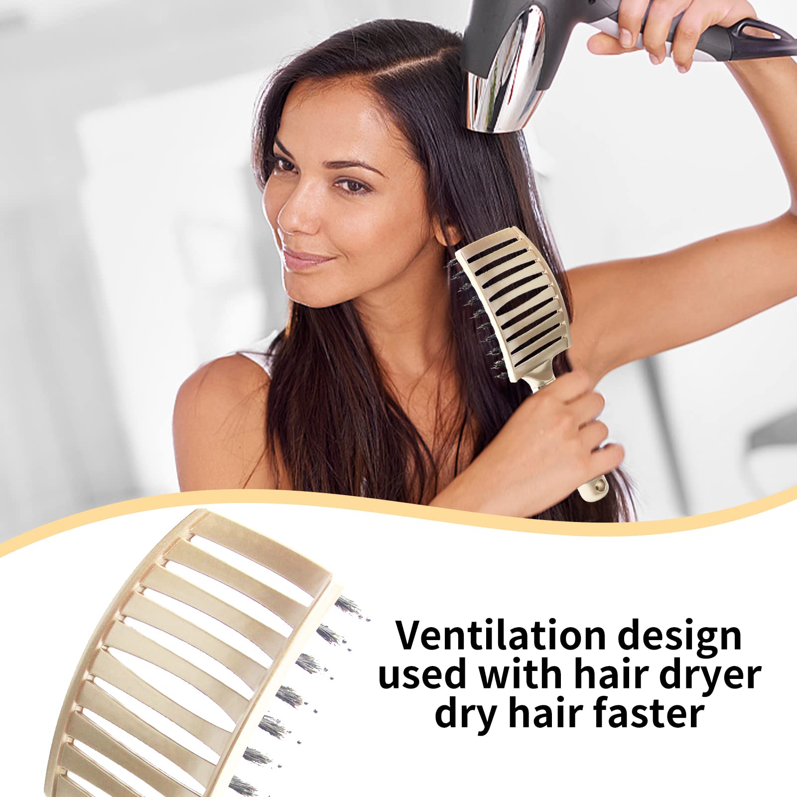 EKONAER detangling brush curved oversized head for full scalp contact