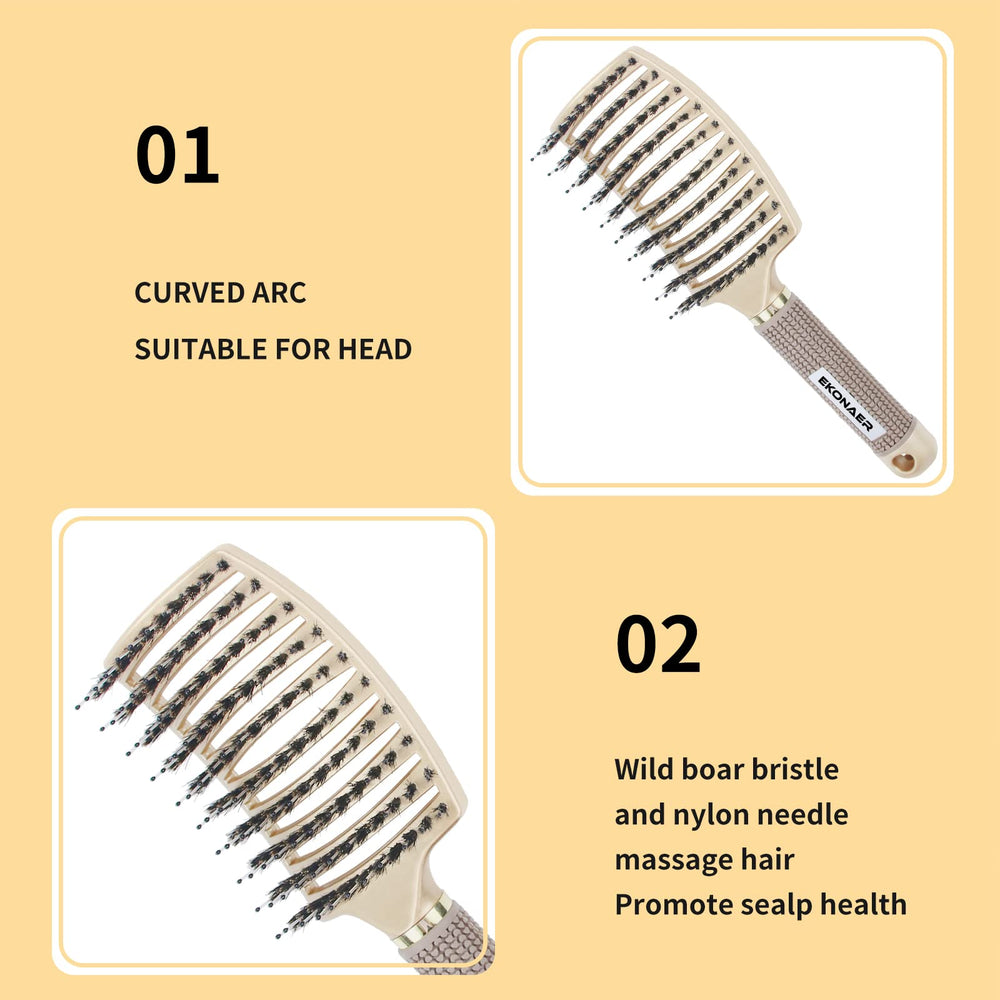 EKONAER detangling brush rubber handle non-slip grip comfortable styling