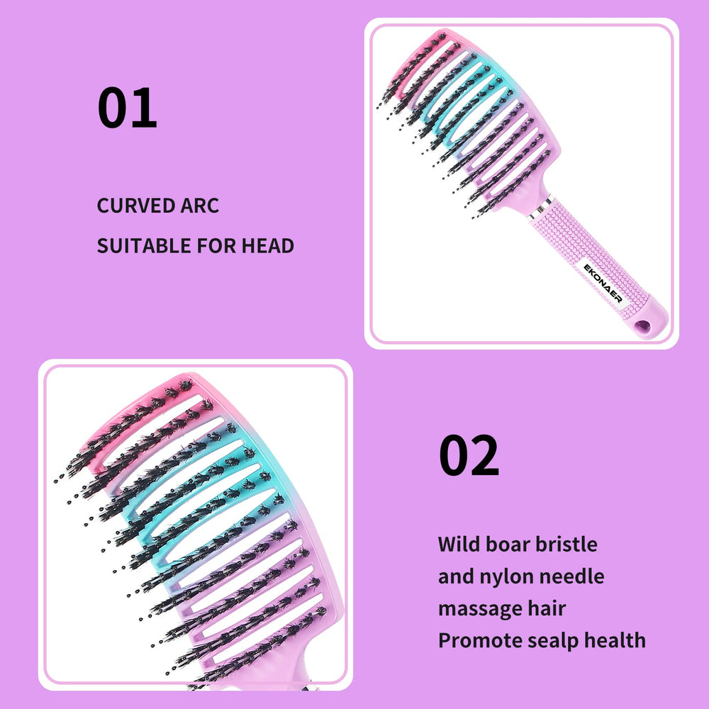 EKONAER detangling brush rubber handle with non-slip grip and hanging holes