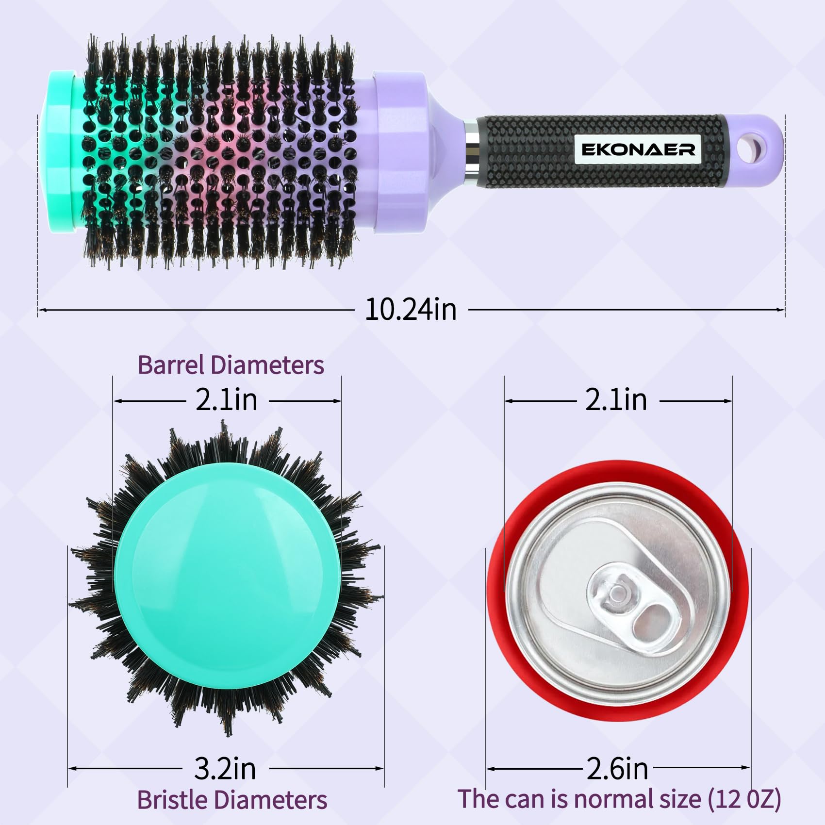 EKONAER Round Brush helps define curls and add shine with minimal static.
