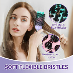 EKONAER Round Brush features soft bristles and textured surface for gentle styling.
