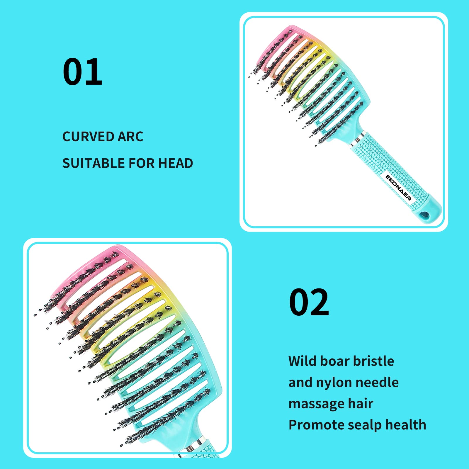 EKONAER rubber non-slip handle keeps a secure grip during styling.