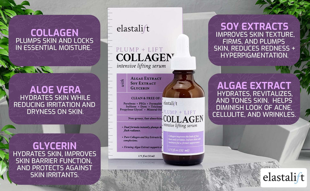 Elastalift collagen serum pump action demonstrates easy application and quick absorption