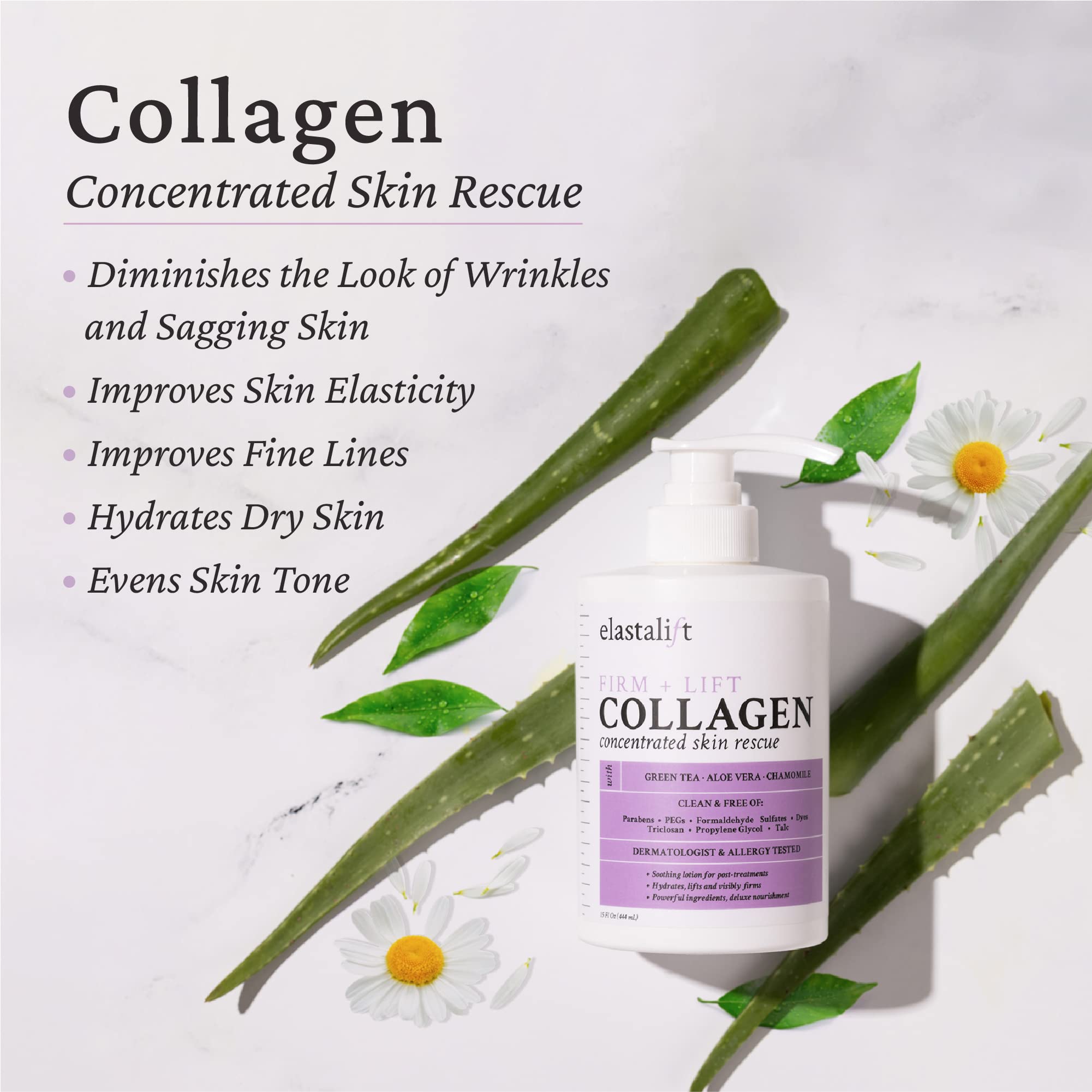 Elastalift hyaluronic acid lotion bottle emphasizes lightweight hydration and quick absorption.