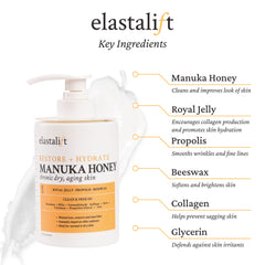 Elastalift Manuka Honey Cream dispensing bottle for quick daily hydration.