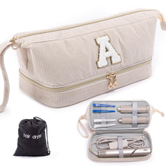 ELCUPA initialized hair dryer case closeup with personalized patch for travel