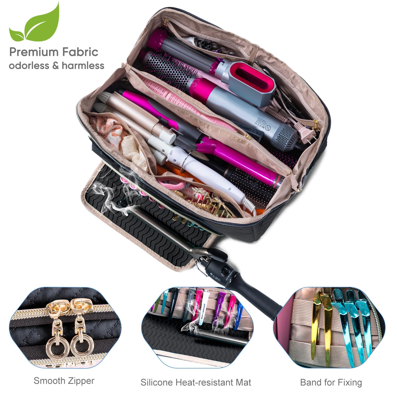 ELCUPA interior zipper pocket keeps small accessories organized.