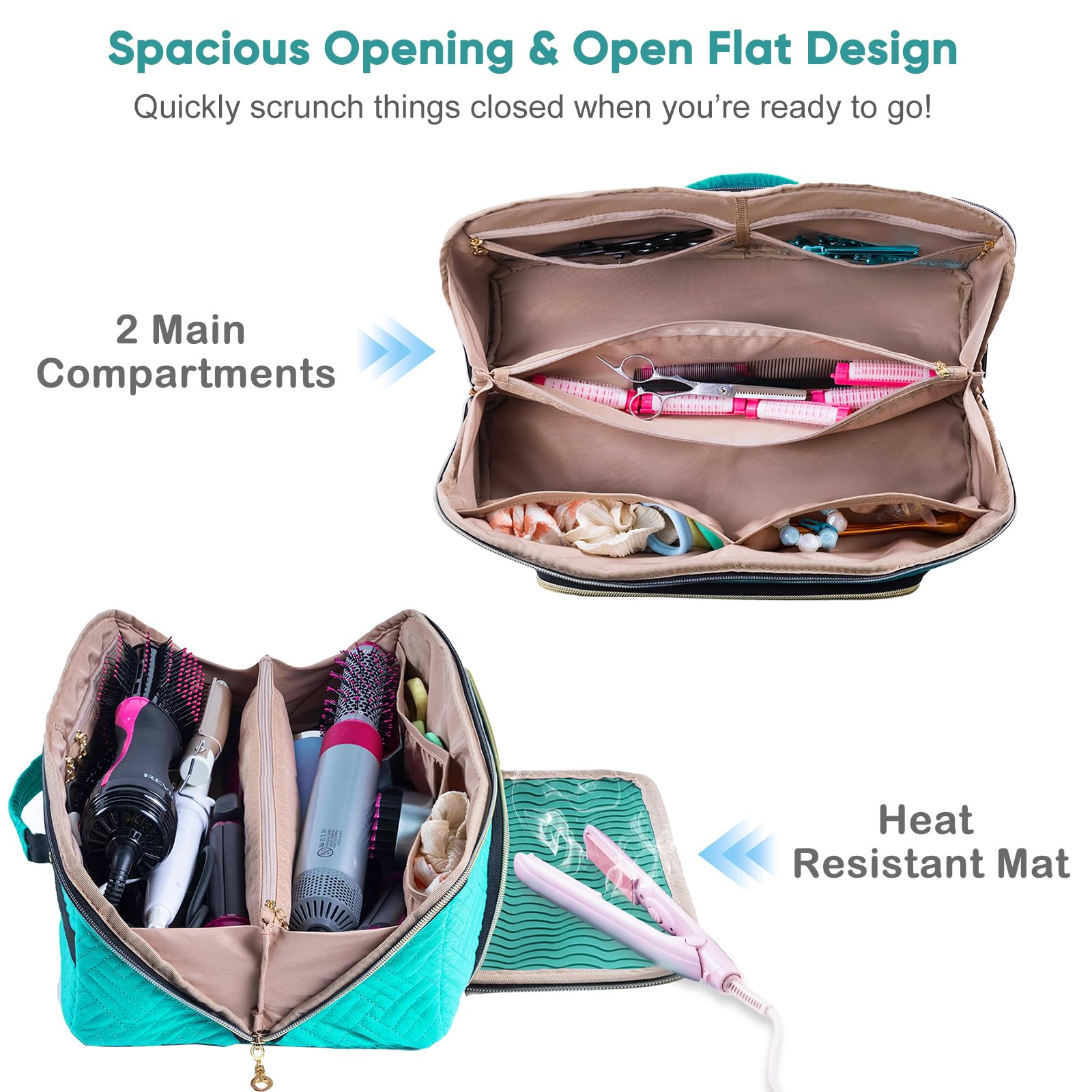 ELCUPA large travel bag hair tools storage highlights organized packing for travel.