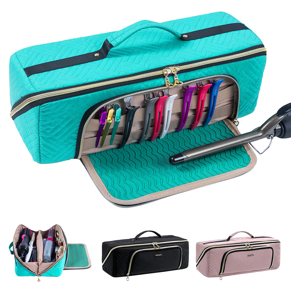 ELCUPA large travel bag open layout shows quick access to tools and cosmetics on trips.