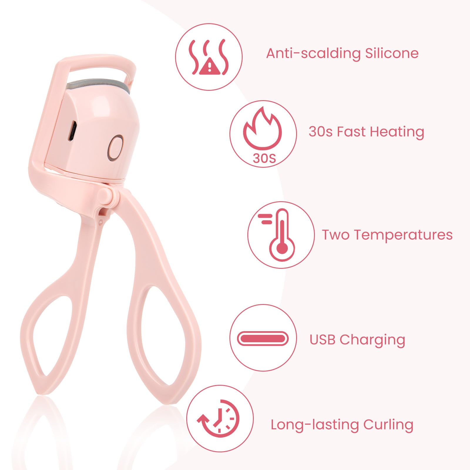 Electric heated eyelash curler green 65C mode for fine lashes—gentle lift.