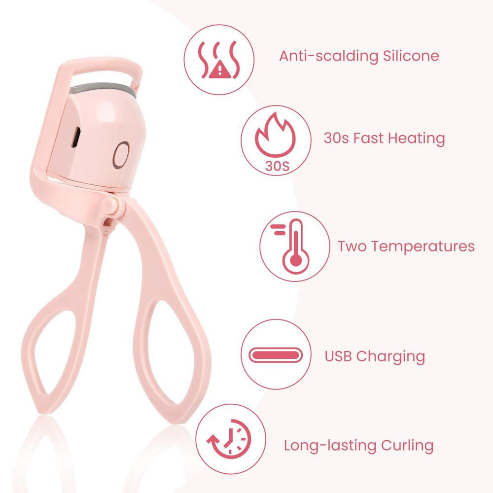 Electric heated eyelash curler green 65C mode for fine lashes—gentle lift.