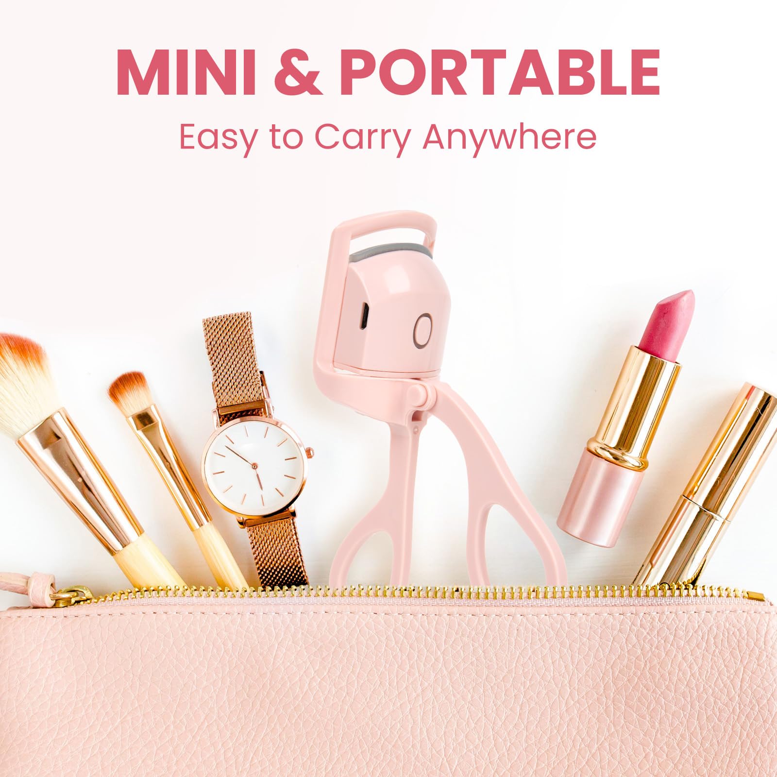 Electric heated eyelash curler travel-friendly tool for quick lashes.