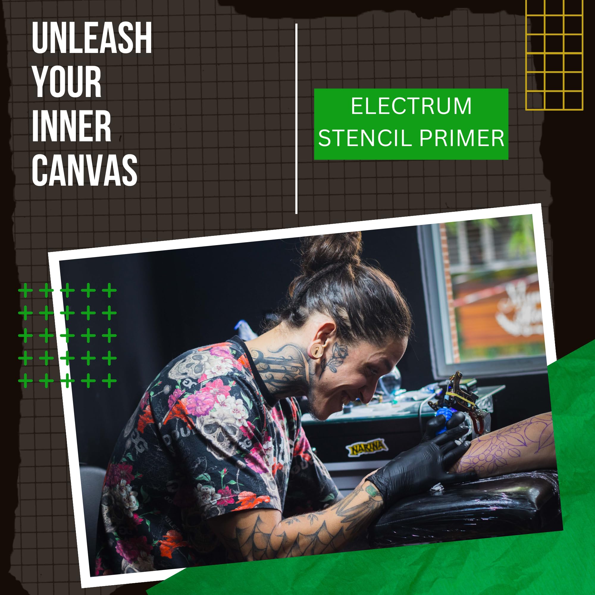 Electrum stencil gel on hand-drawn outlines creates dark, long-lasting transfers.