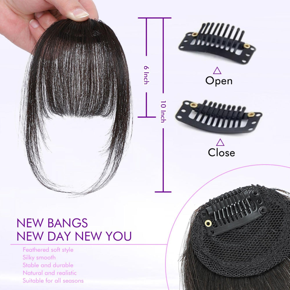 ELEFOCUS clip-in bangs 100% human hair for a smooth, shiny finish