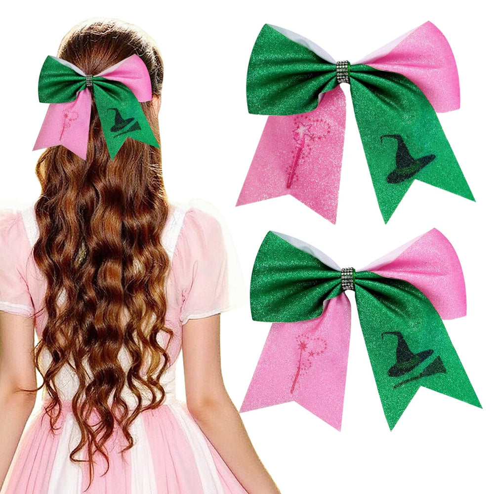 Eleilians witch-themed hair clip with red-green bow for versatile styling