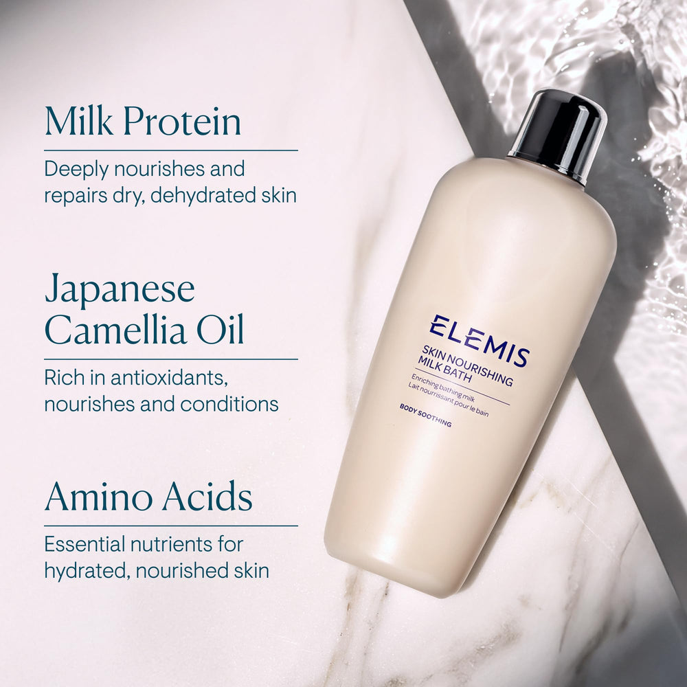 ELEMIS Bathroom scene packaging glow conveys premium, spa-like cleansing ritual.