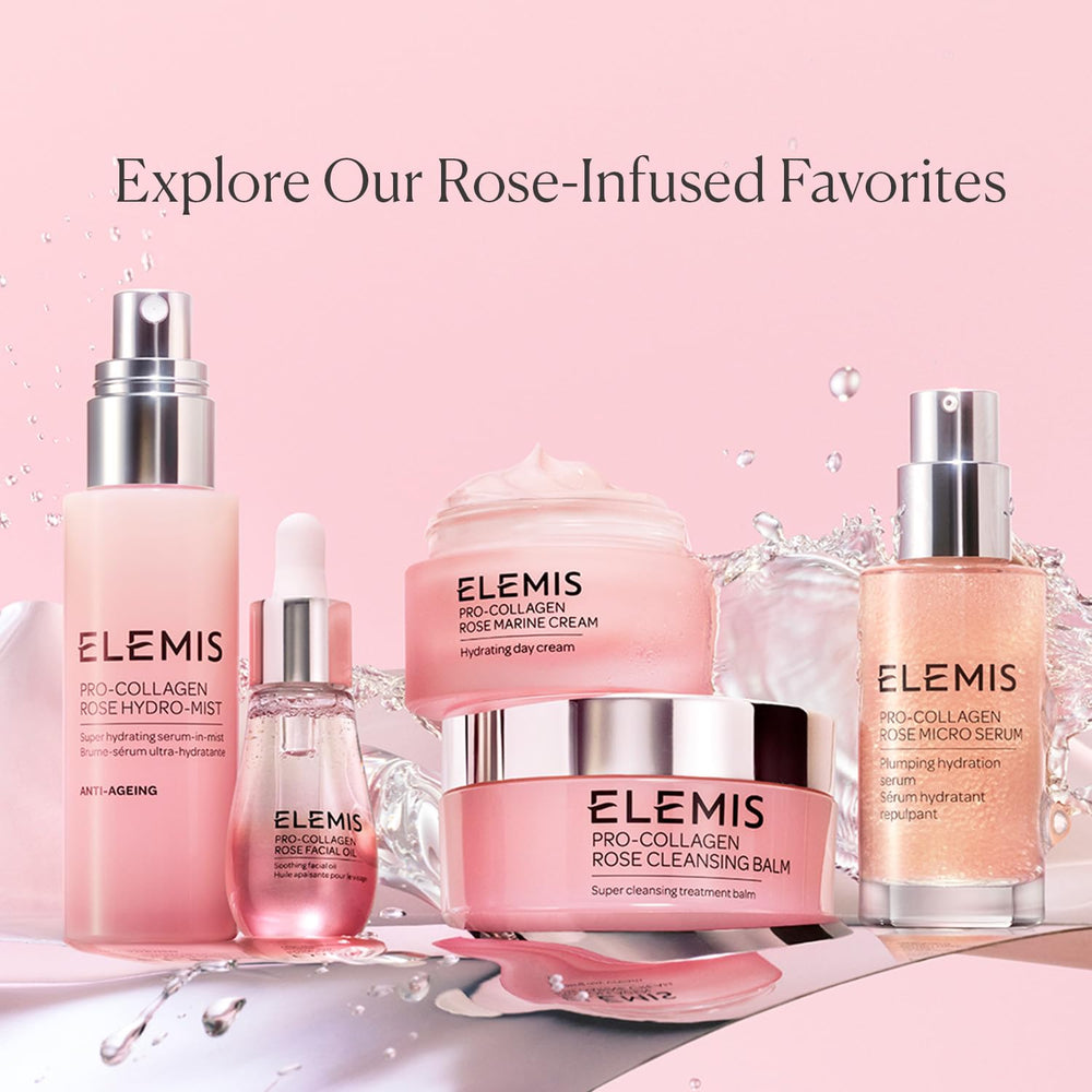 ELEMIS bottle cap and droplet closeup demonstrates precise dosing for consistent results.