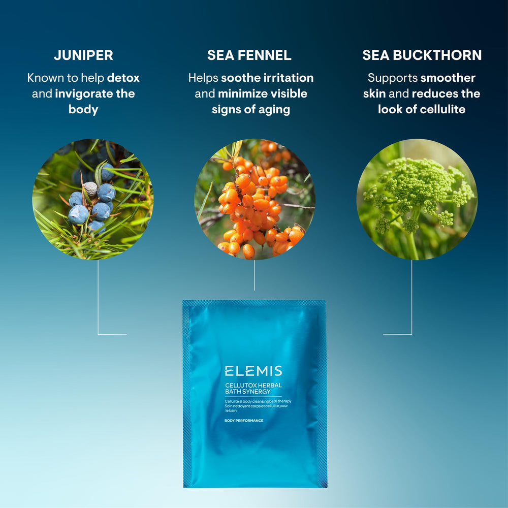 Elemis Cellutox soak 15-20 minutes in warm bath for detox