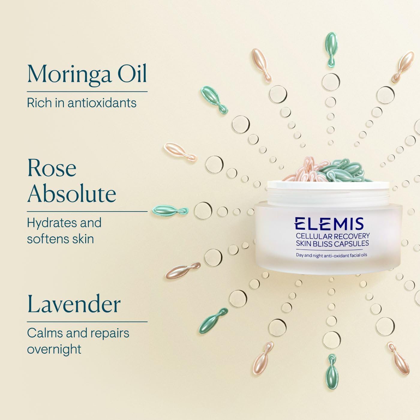 Elemis day and night skincare routine image suggests consistent practice.