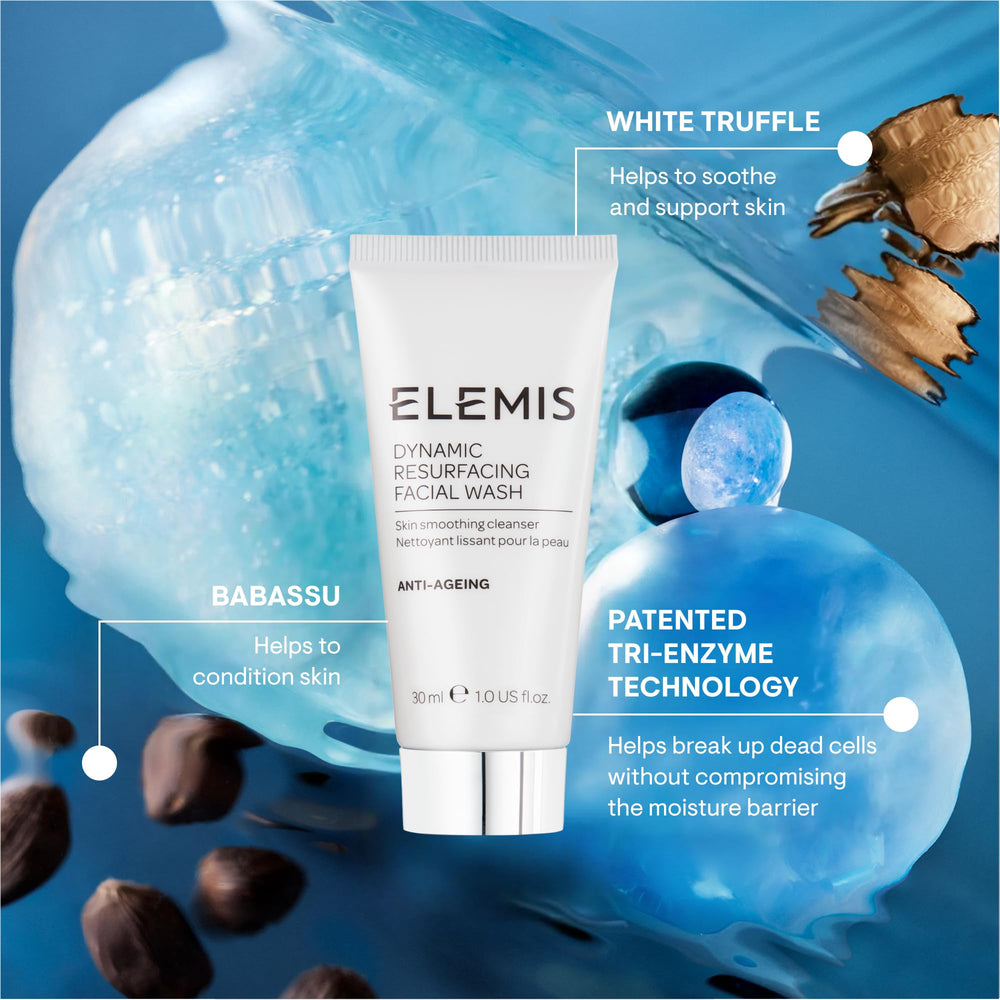 ELEMIS Dynamic Resurfacing Facial Wash refines skin texture for smoother skin.