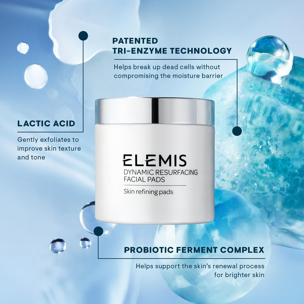 ELEMIS Dynamic Resurfacing Facial Pad application motion showing even-toned skin potential.
