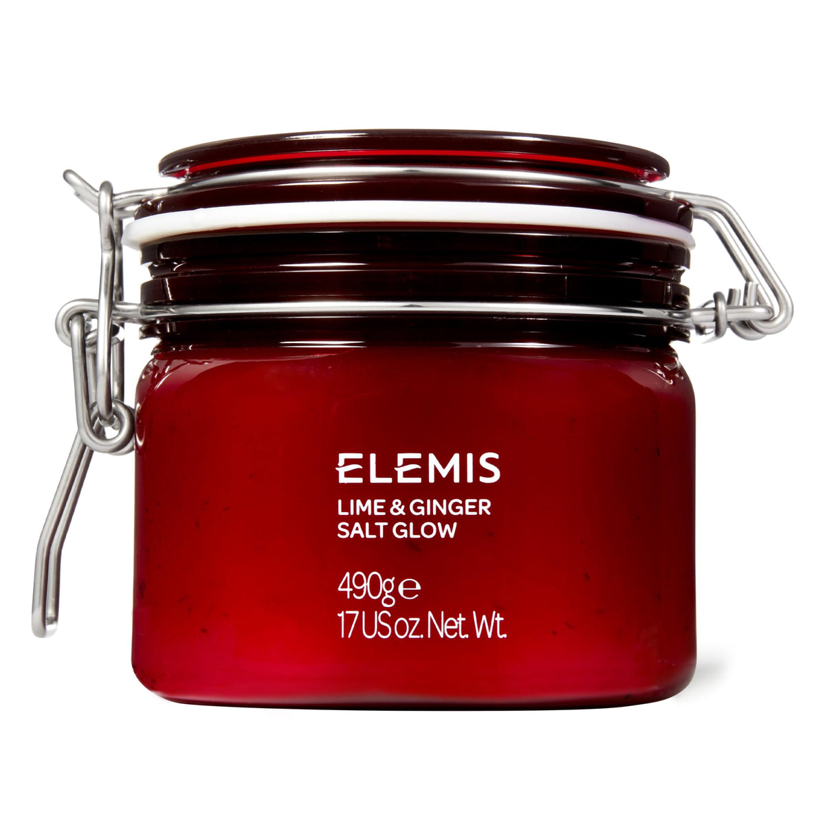 ELEMIS Exotic Lime & Ginger Salt Glow jar showcases a nourishing body polish.