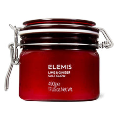 ELEMIS Exotic Lime & Ginger Salt Glow jar showcases a nourishing body polish.