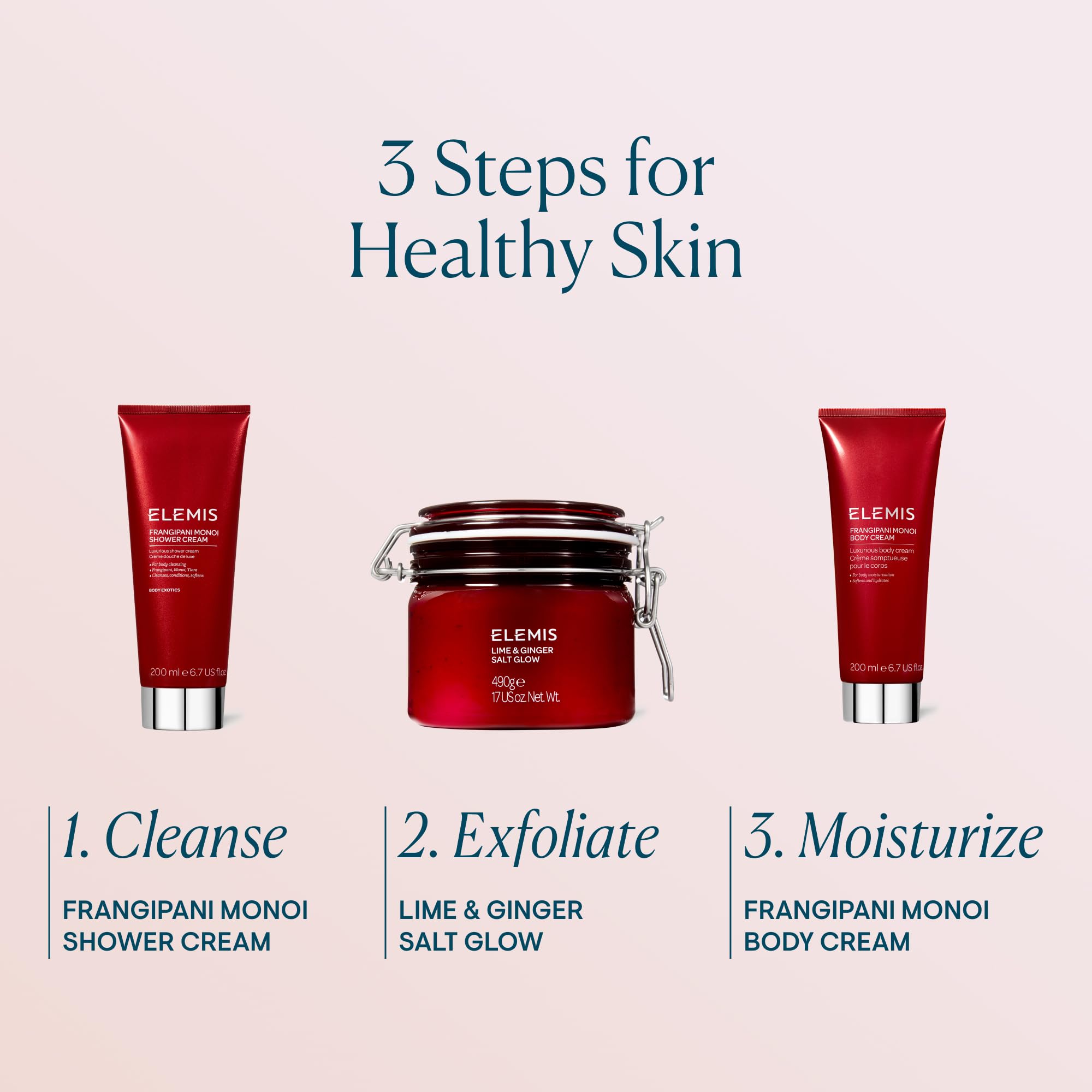 ELEMIS Exotic Lime & Ginger salt glow wet skin application shown.