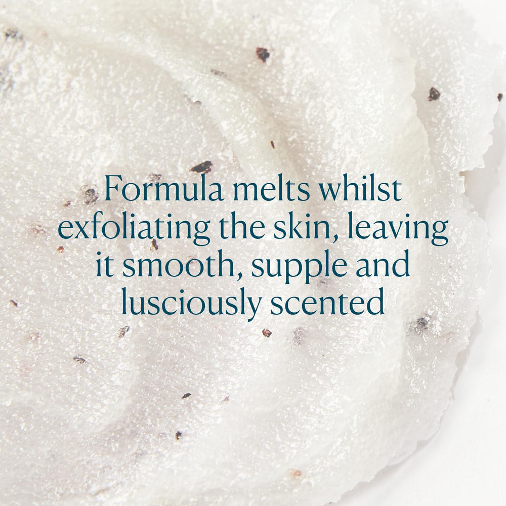 Elemis Frangipani Monoi Salt Glow hibiscus and salt particles in scrub mix.