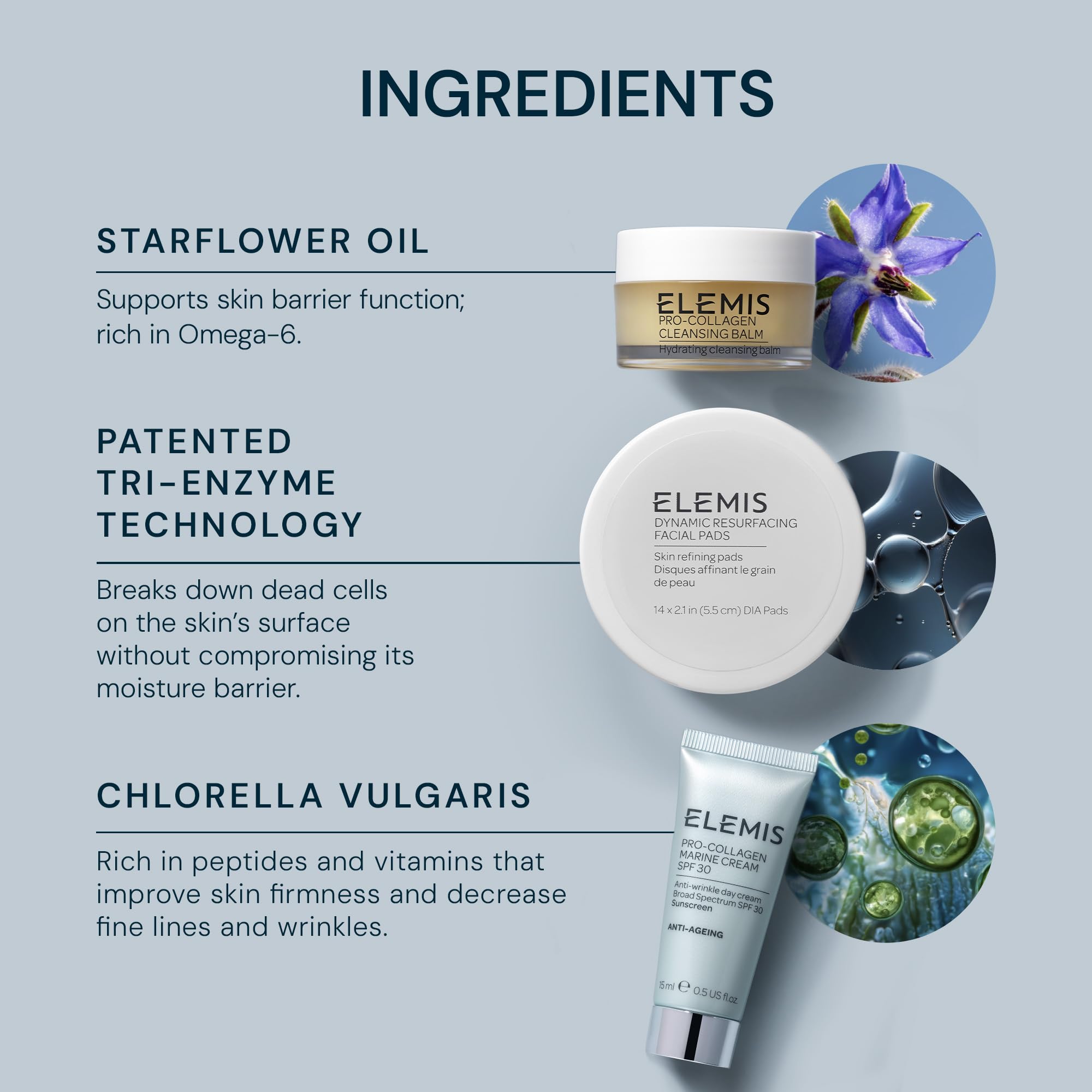 Elemis cleansing balm texture close-up for makeup removal and hydration.