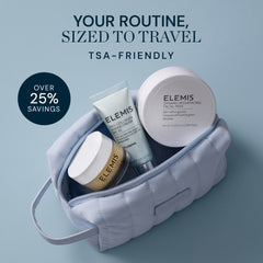 Elemis travel set packaging showing luxury skincare gift-ready presentation.