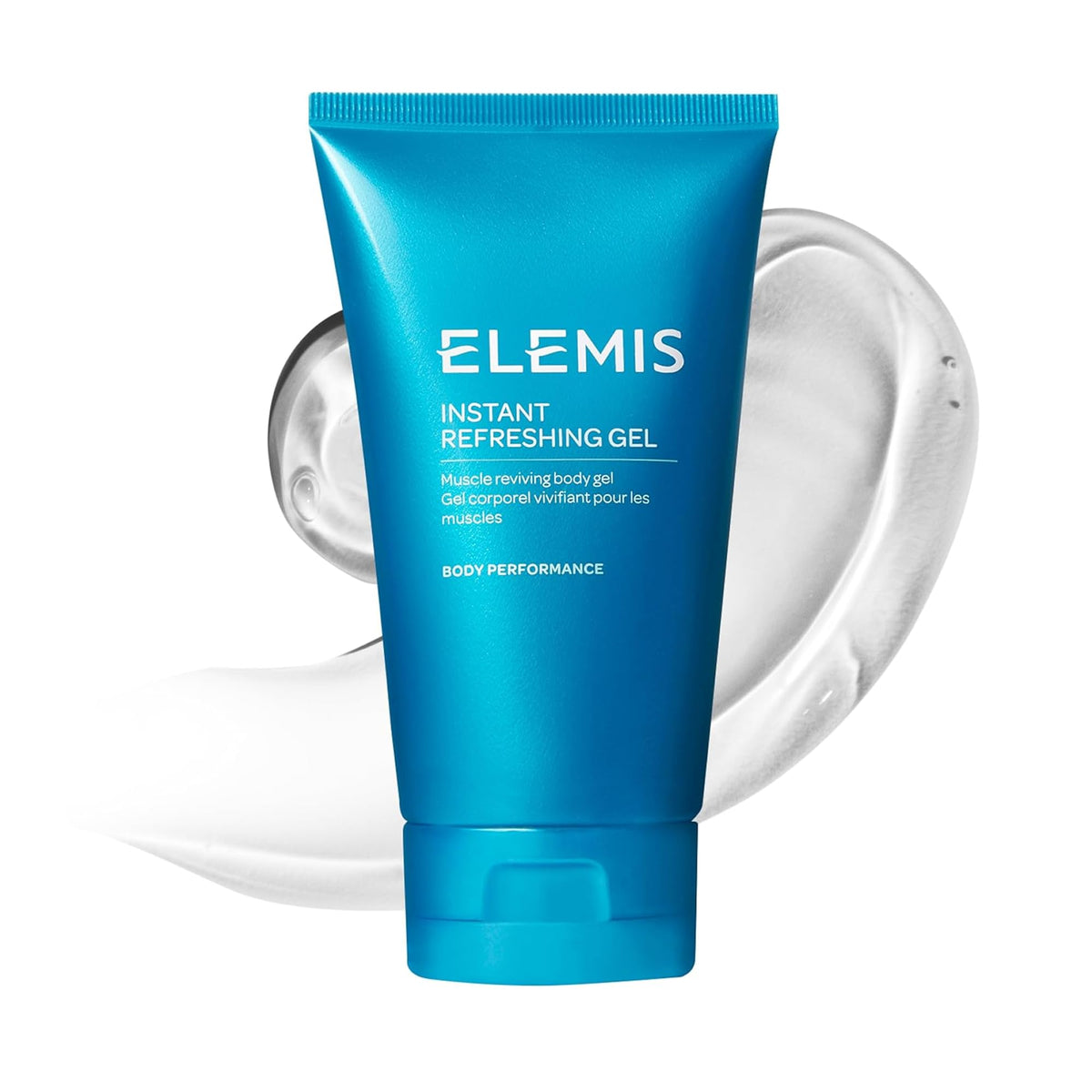 ELEMIS Instant Refreshing Gel bottle pour provides instant cooling relief for tired muscles.