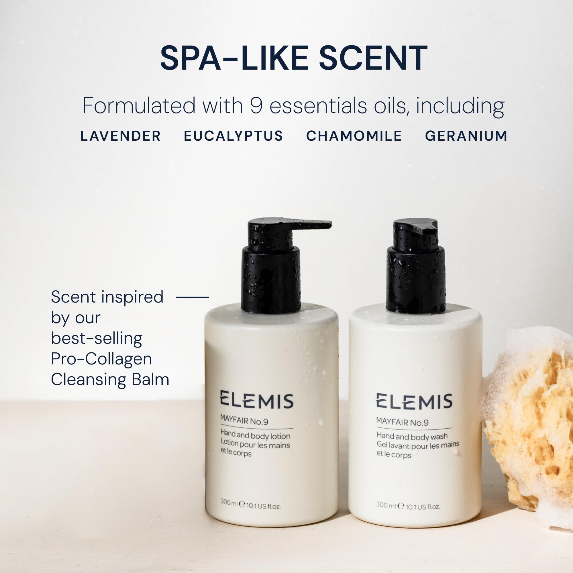 ELEMIS Mayfair No.9 body wash pour captures smooth, airy gel release