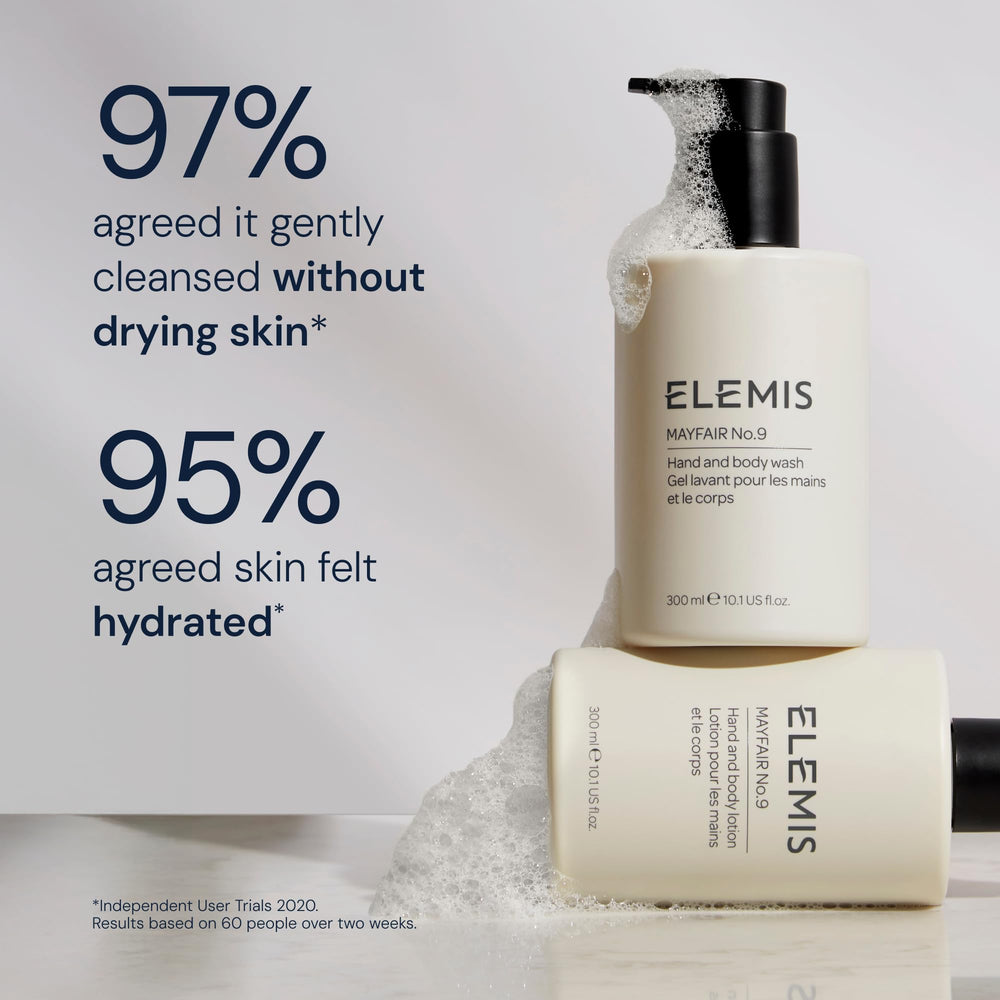ELEMIS Mayfair No.9 rich lather delivers gentle cleansing with calming aroma