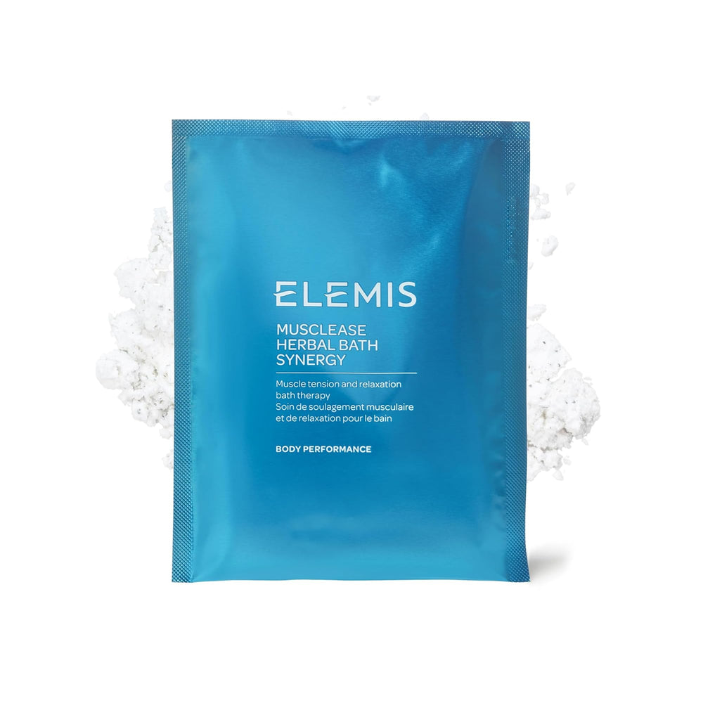 ELEMIS Musclease bath sachets packaging boosts muscle-relief and spa-like appeal.